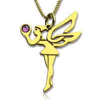 Fairy Birthstone Necklace for Girlfriend 18ct Gold Plated Silver 925