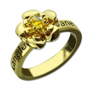 Promise Rose Ring for Her with Birthstone 18ct Gold Plated