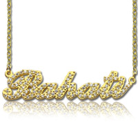 18ct Gold Plated Full Birthstone Carrie Name Necklace