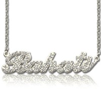 Sterling Silver Full Birthstone Carrie Name Necklace