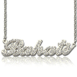 Sterling Silver Full Birthstone Carrie Name Necklace