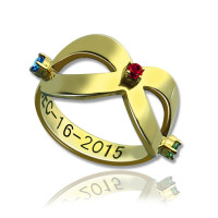 18ct Gold Plated Engraved Infinity Birthstone Ring