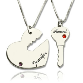 Key to My Heart Name Pendant Set For Couple