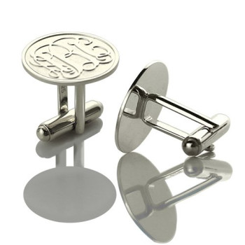 Engraved Cufflinks with Monogram Sterling Silver