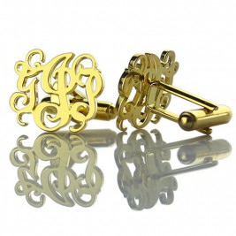 Monogrammed Cuff links Cut Out Initials 18ct Gold Plated