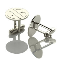 Cufflinks for Men Block Monogrammed Sterling Silver