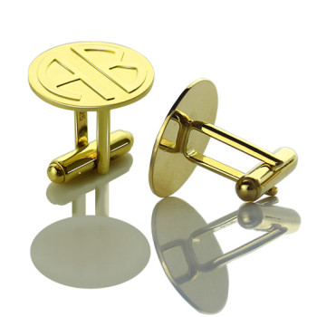 Cufflinks for Men with Block Monogram 18ct Gold Plated