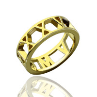 Roman Numeral Date Jewellery Rings 18ct Gold Plated