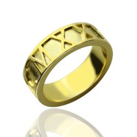 18ct Gold Plated Roman Numeral Date Rings