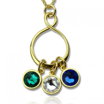 Personalised Family Infinity Necklace with Birthstones 18ct Gold Plate