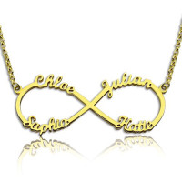 Custom 18ct Gold Plated Infinity Necklace 4 Names