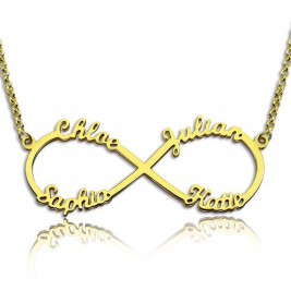 Custom 18ct Gold Plated Infinity Necklace 4 Names