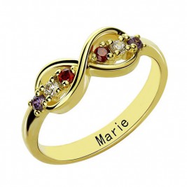 18ct Gold Plated Infinity Promise Rings with Birthstone