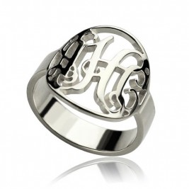 Cut Out Monogram Initial Ring Sterling Silver