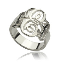 Personalised Fancy Monogram Ring Sterling Silver