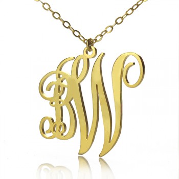 Personailzed Vine Font 2 Initial Monogram Necklace 18ct Gold Plated