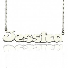 Kids Comic Name Necklace Sterling Silver