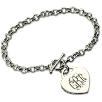 Personalised Monogram Charm Bracelet For Her Silver