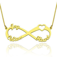 Heart Infinity Necklace 1-3 Names 18ct Gold Plated