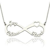 Heart Infinity Necklace 1-3 Names Sterling Silver