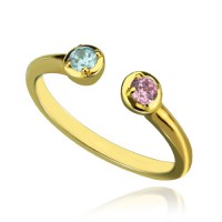 Dual Birthstone Ring 18ct Gold Plated