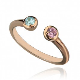Dual Birthstone Ring 18ct Rose Gold Plated Silver