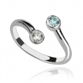 Dual Drops Birthstone Ring In Sterling Silver