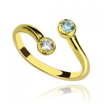 Dual Drops Birthstone Ring 18ct Gold Plated