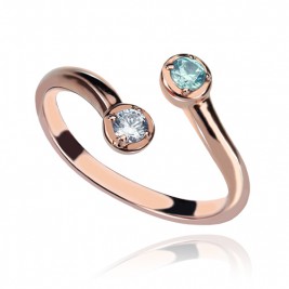 Dual Drops Birthstone Ring 18ct Rose Gold Plated