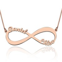 18ct Rose Gold Plated Double Name Infinity Necklace