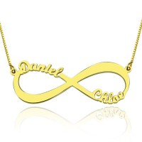 18ct Gold Plated Infinity Necklace Double Name