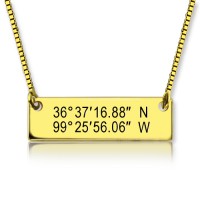 GPS Map Nautical Coordinates Necklace Silver in 18ct Gold Plated