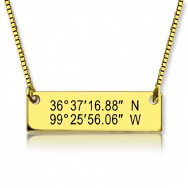 GPS Map Nautical Coordinates Necklace 18ct Gold Plated