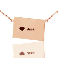 Custom Colorado State Shaped Necklaces With Heart  Name Rose Gold