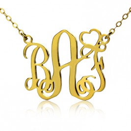 Personalised Initial Monogram Necklace 18ct Solid Gold With Heart
