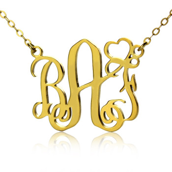 Personalised Initial Monogram Necklace 18ct Solid Gold With Heart