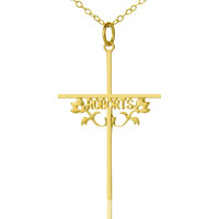 Gold Plated 952 Silver Cross Name Necklaces with Rose