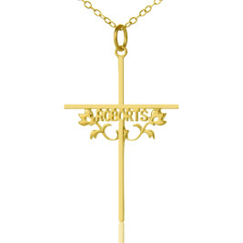 Gold Plated 952 Silver Cross Name Necklaces with Rose