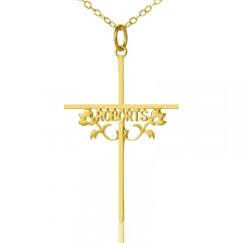 Gold Plated 952 Silver Cross Name Necklaces with Rose