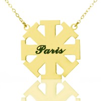 Customised Cross Necklace with Name 18ct Gold Plated 925 Silver