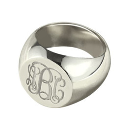 Signet Ring Sterling Silver Engraved Monogram