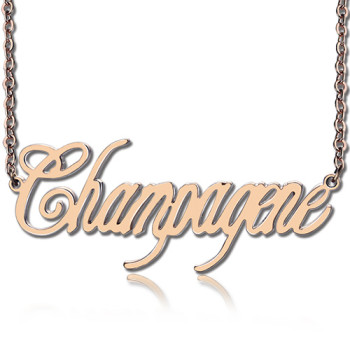 Solid Rose Gold Personalised Champagne Font Name Necklace