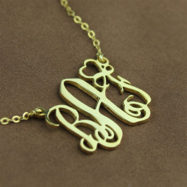 Personalised Initial Monogram Necklace 18ct Solid Gold With Heart