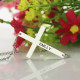 Engraved Silver Latin Cross Name Necklace 1.6"