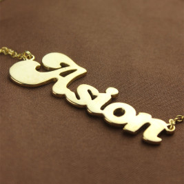 Personalised 18ct Gold Plated BANANA Font Style Name Necklace