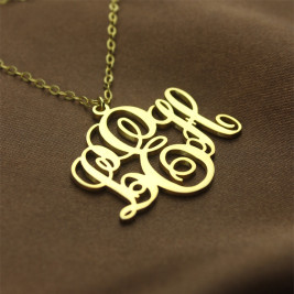 Personalised Vine Font Initial Monogram Necklace 18ct Gold Plated