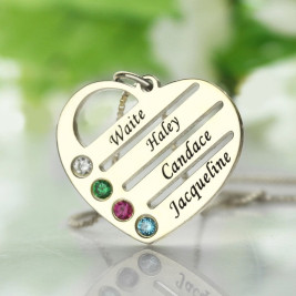 Personalised Mothers Heart Necklace Gift with Birthstone  Name