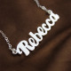 Personalised 18ct White Gold Plated Puff Font Name Necklace