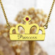 Princess Crown Charm Necklace with Birthstone  Name 18ct Gold Plated