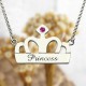 Crown Charm Neckalce with Birthstone  Name Sterling Silver